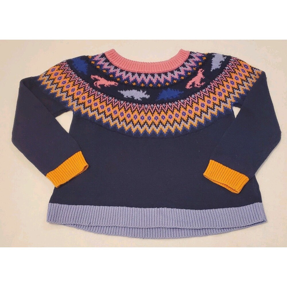 Tucker & Tate Girls Size 2 Fair Isle Dinosaur Sweater Bohemian